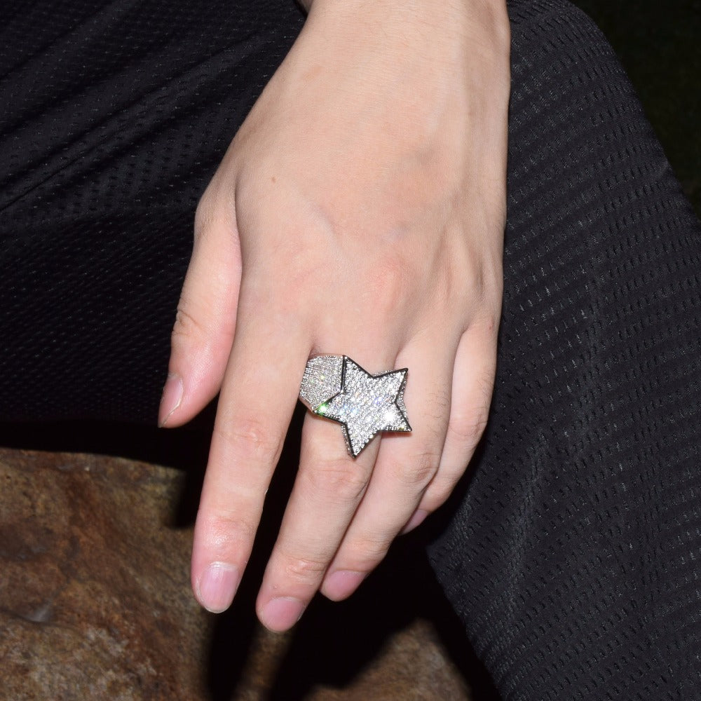 Star Iced Out Diamond Ring