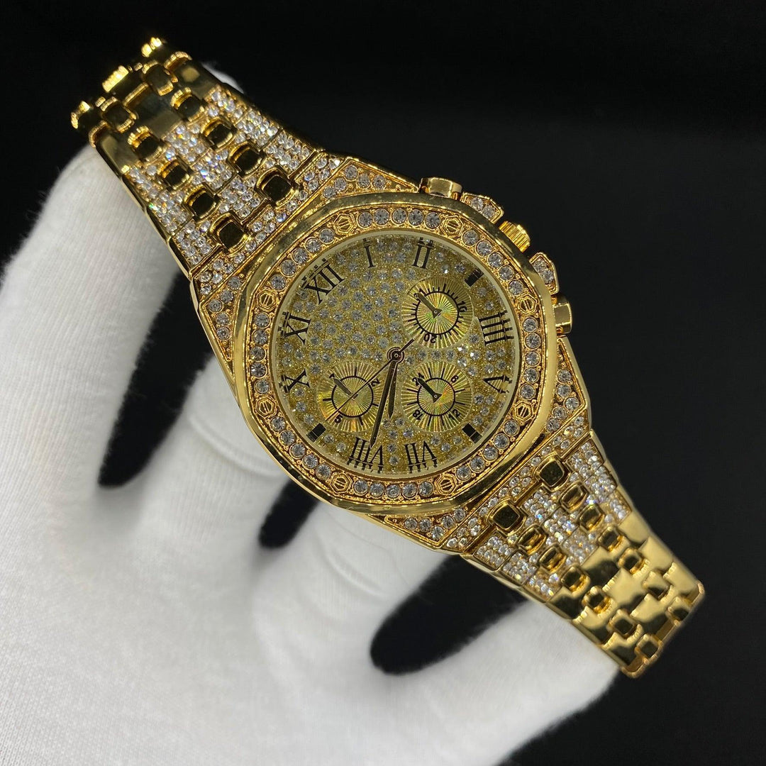 18K Gold Plated Luxury Design Iced Out Watch - Icey Pyramid