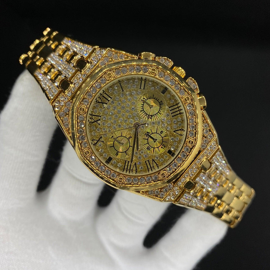 18K Gold Plated Luxury Design Iced Out Watch - Icey Pyramid