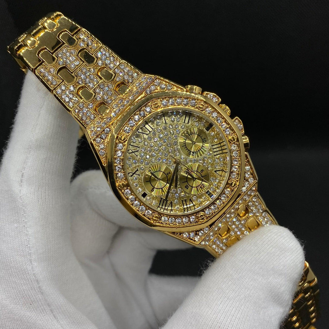 18K Gold Plated Luxury Design Iced Out Watch - Icey Pyramid