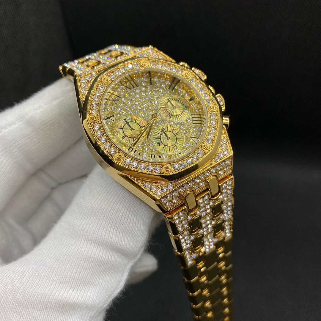 18K Gold Plated Luxury Design Iced Out Watch - Icey Pyramid