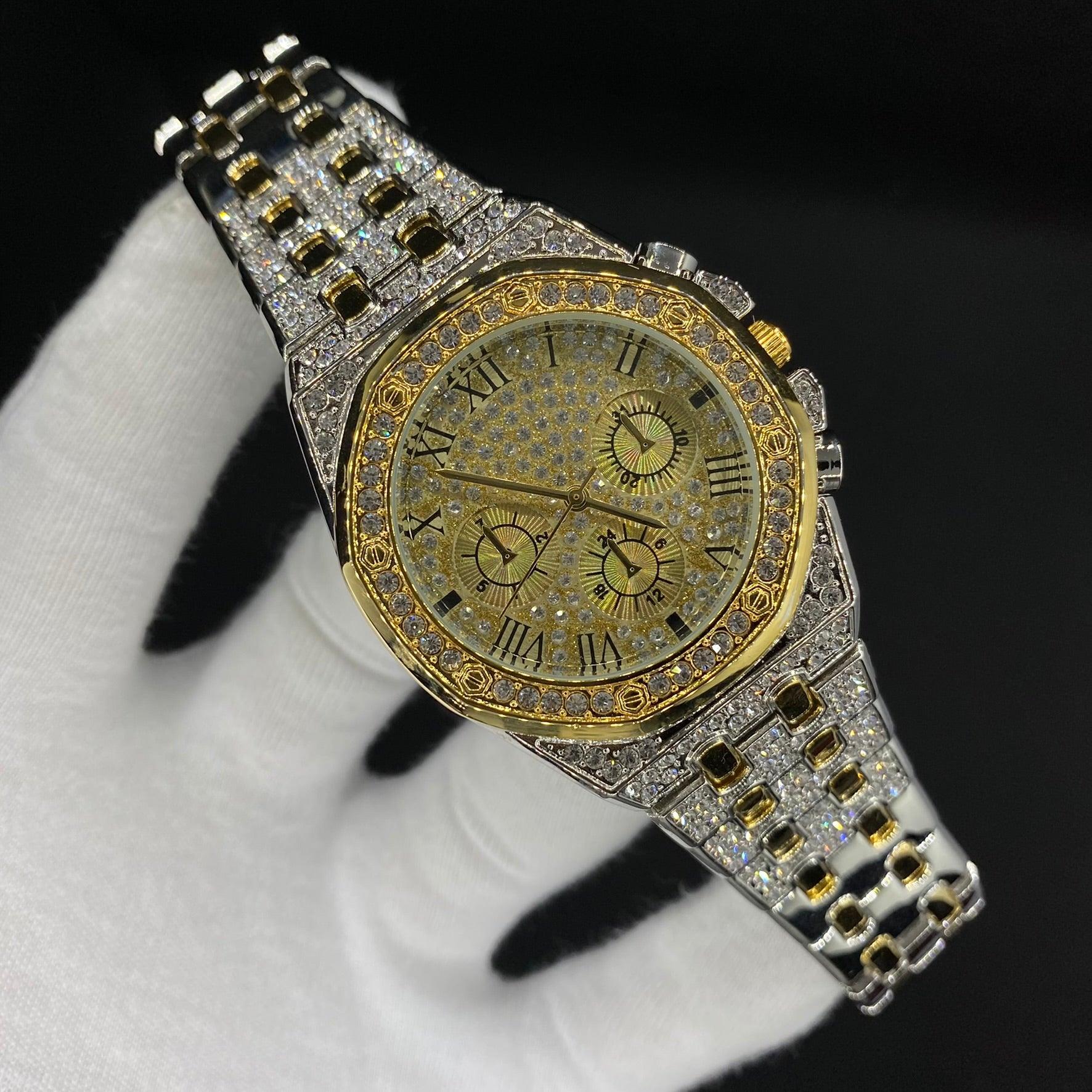 18K Gold Plated Luxury Design Iced Out Watch - Icey Pyramid