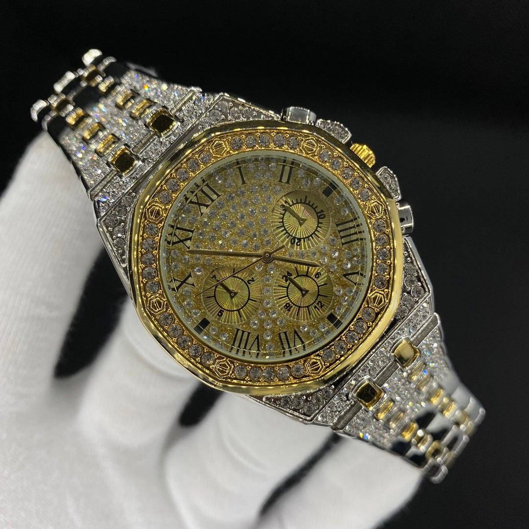 18K Gold Plated Luxury Design Iced Out Watch - Icey Pyramid