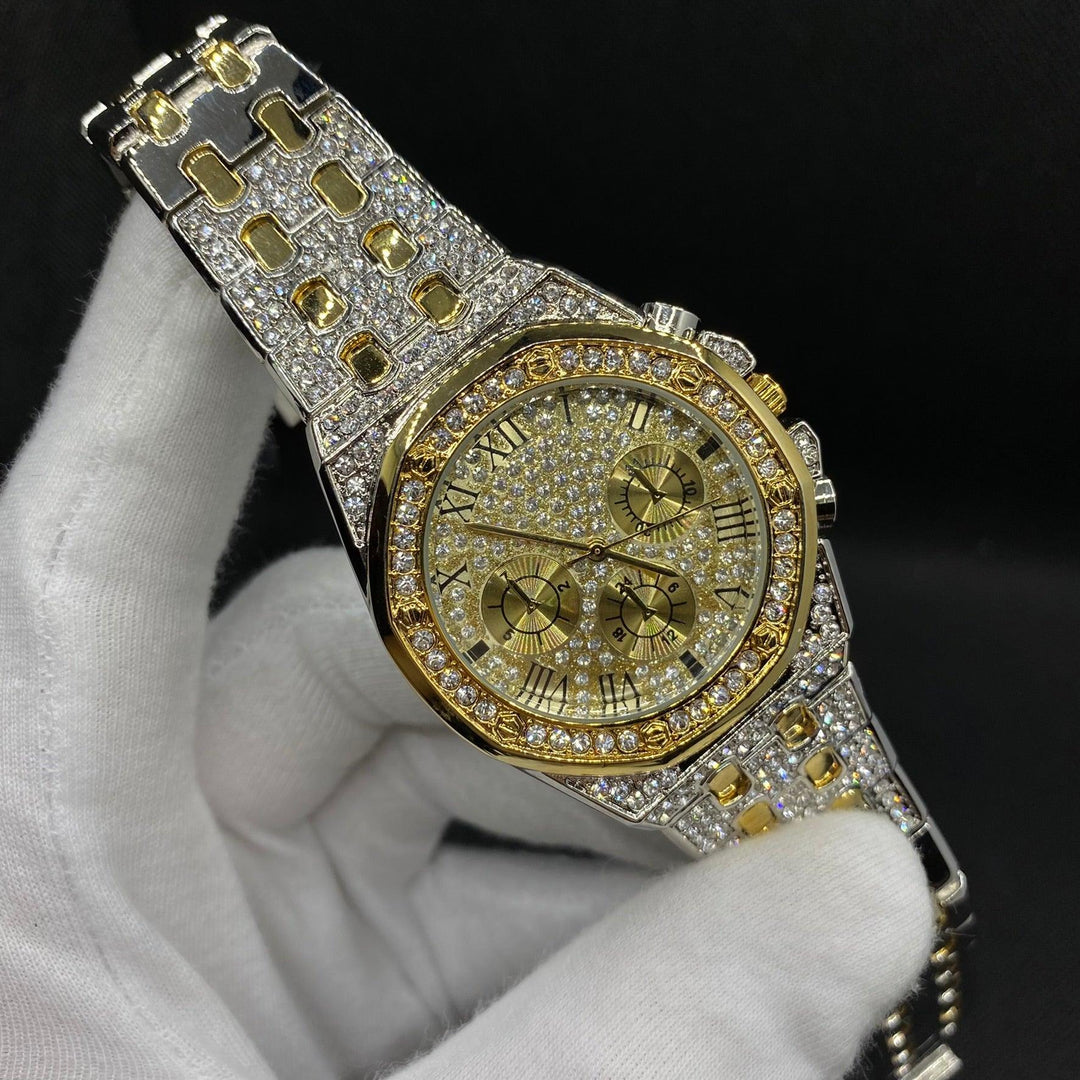 18K Gold Plated Luxury Design Iced Out Watch - Icey Pyramid