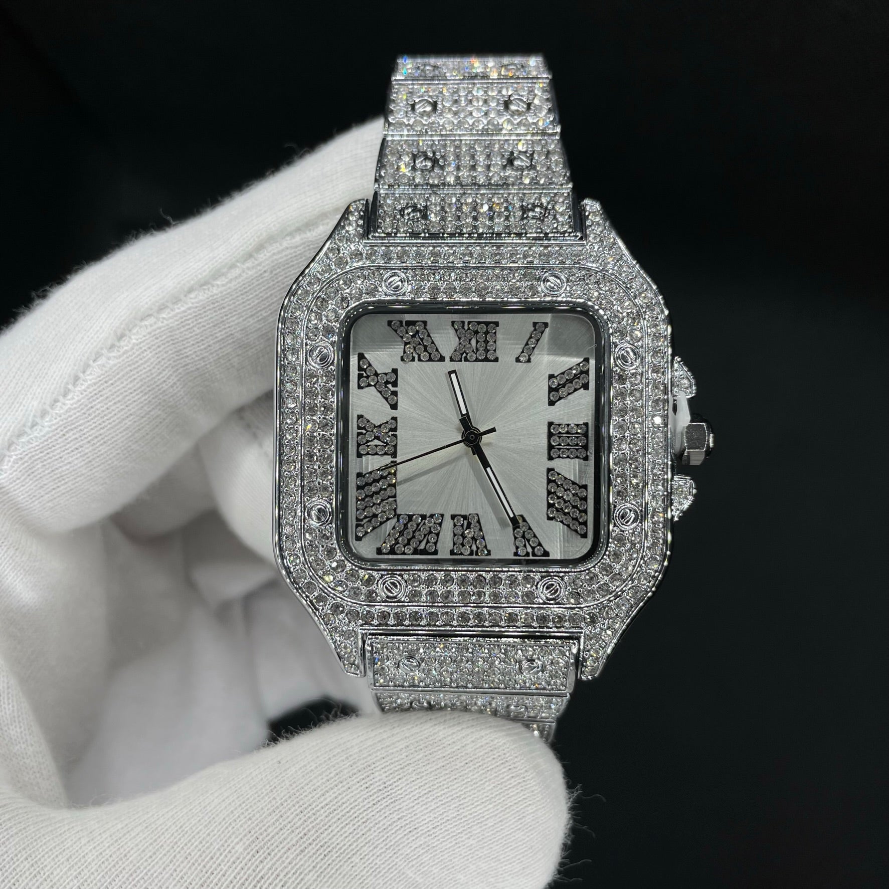 Luxury Iced Out Square Body White Gold Edition Watch