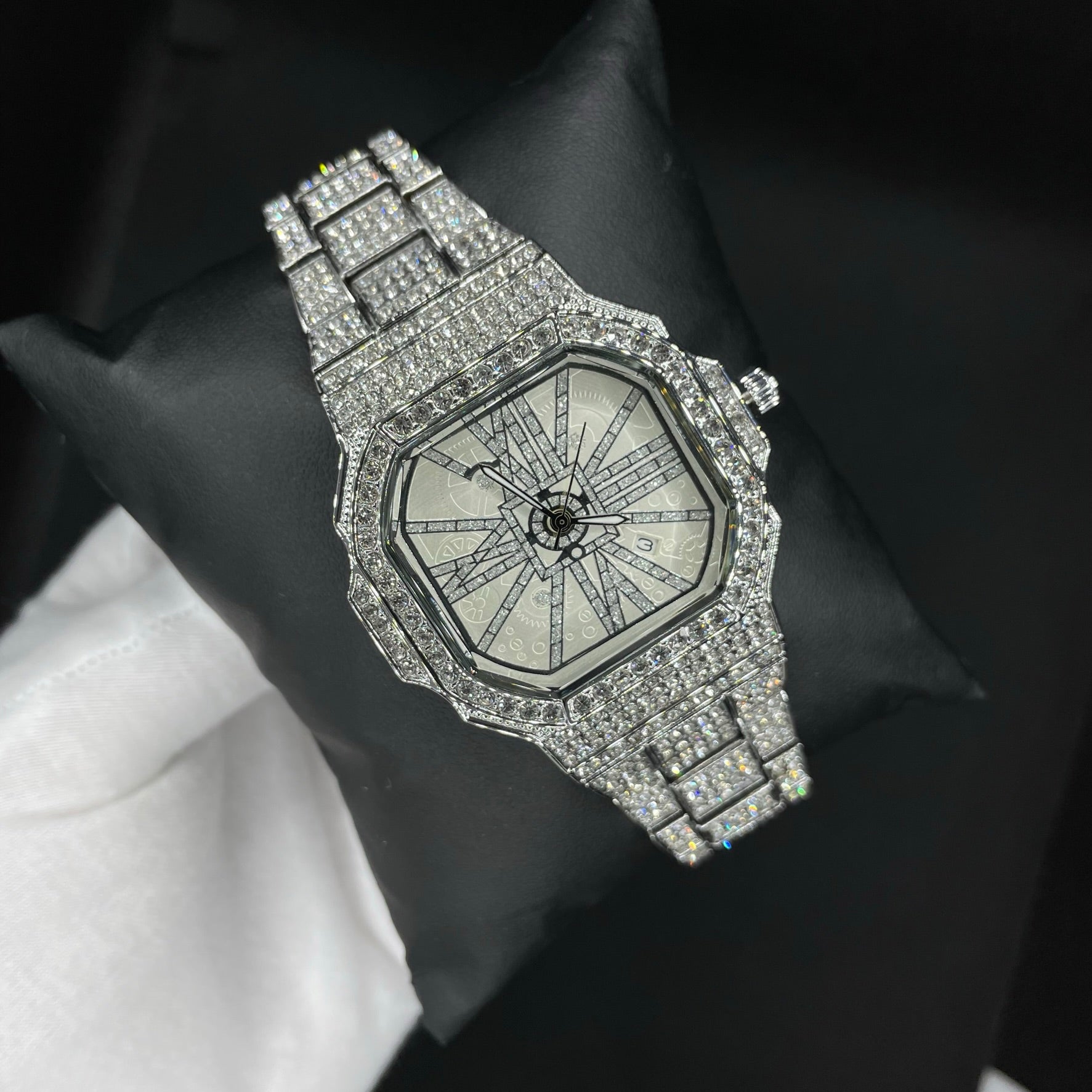 Luxury Design Men's Stainless Steel Iced Out White Gold Watch