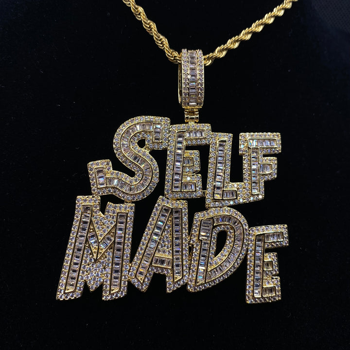 Self Made Iced Out Letter Diamond Pendant Necklace