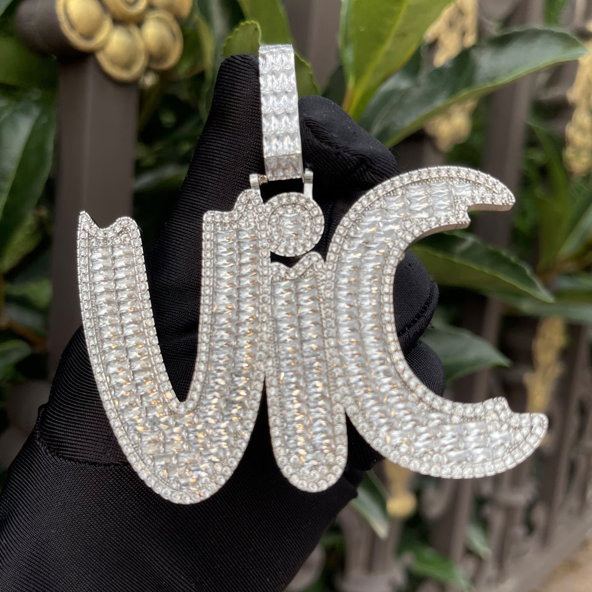 Impression Style Full Baguette Customized Diamond Bail Iced Out Name Pendant