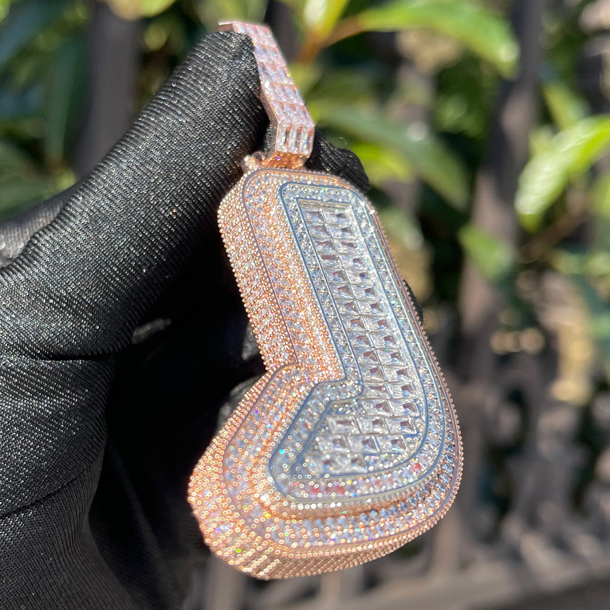 Lightning Edition Iced Out Initial Baguette Prong Letter Pendant