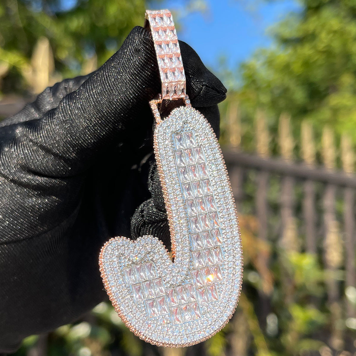 Baguette n Diamond Edition Iced Out Two Layers A~Z Single Initial Custom Pendant