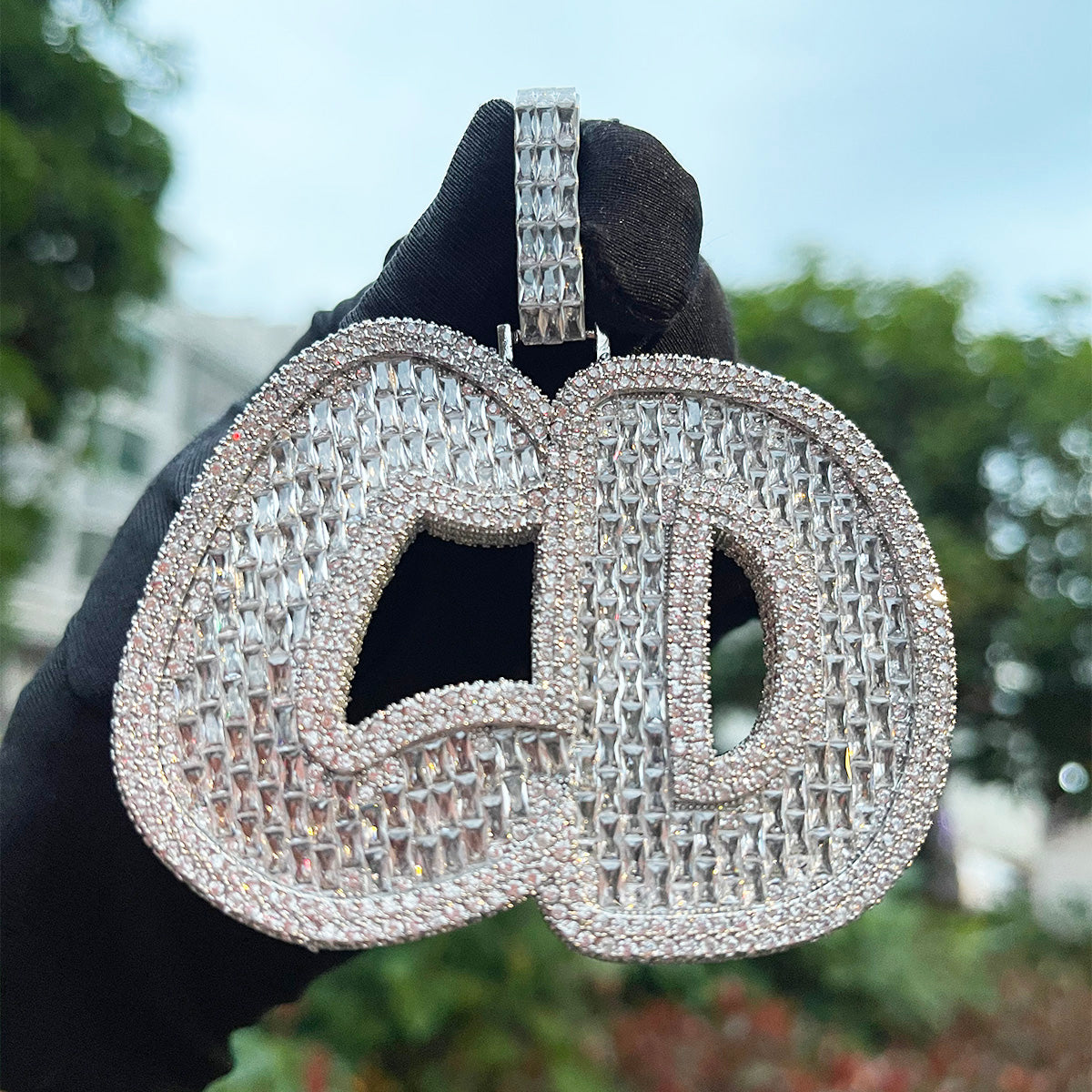 Luxury Personalized Big Baguette Name Letter Iced Out Diamond Custom