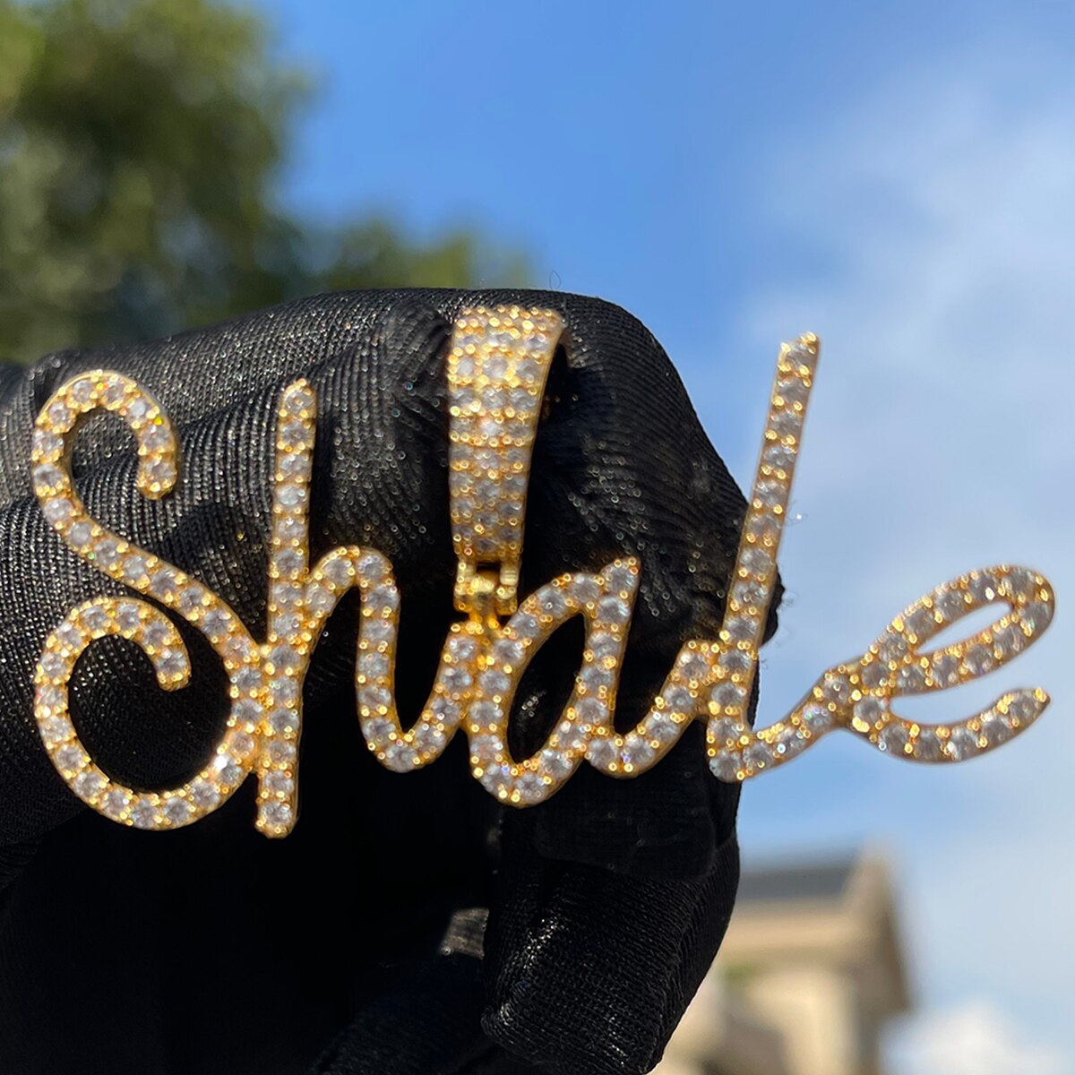 Tiny Cursive Luxury Font Iced Out Custom Pendant