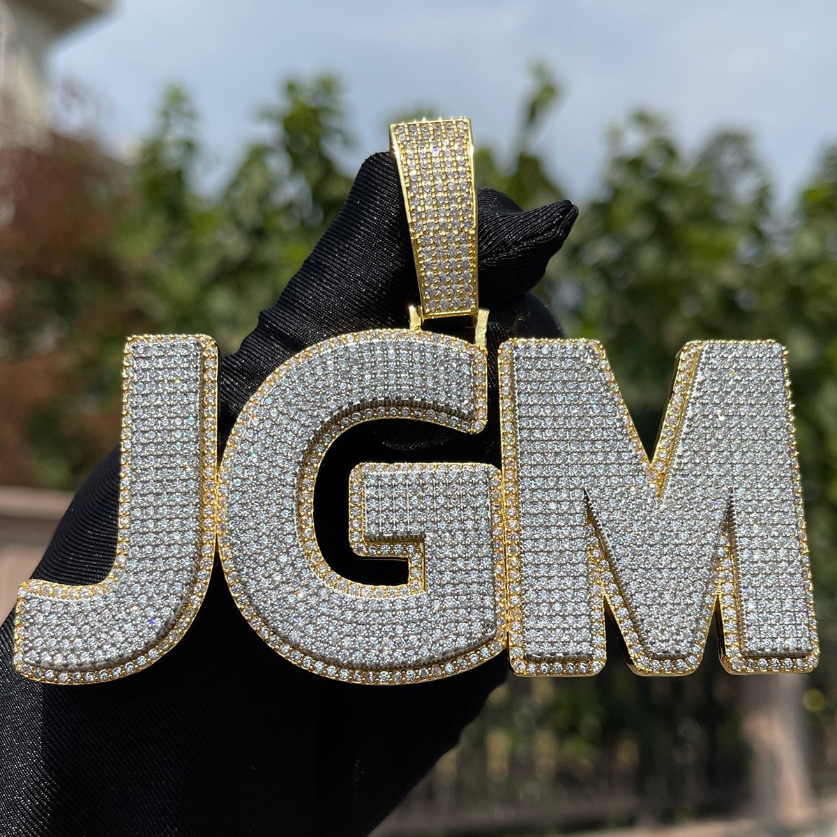 Two Layers Solid Back Clear Font Iced Out Custom