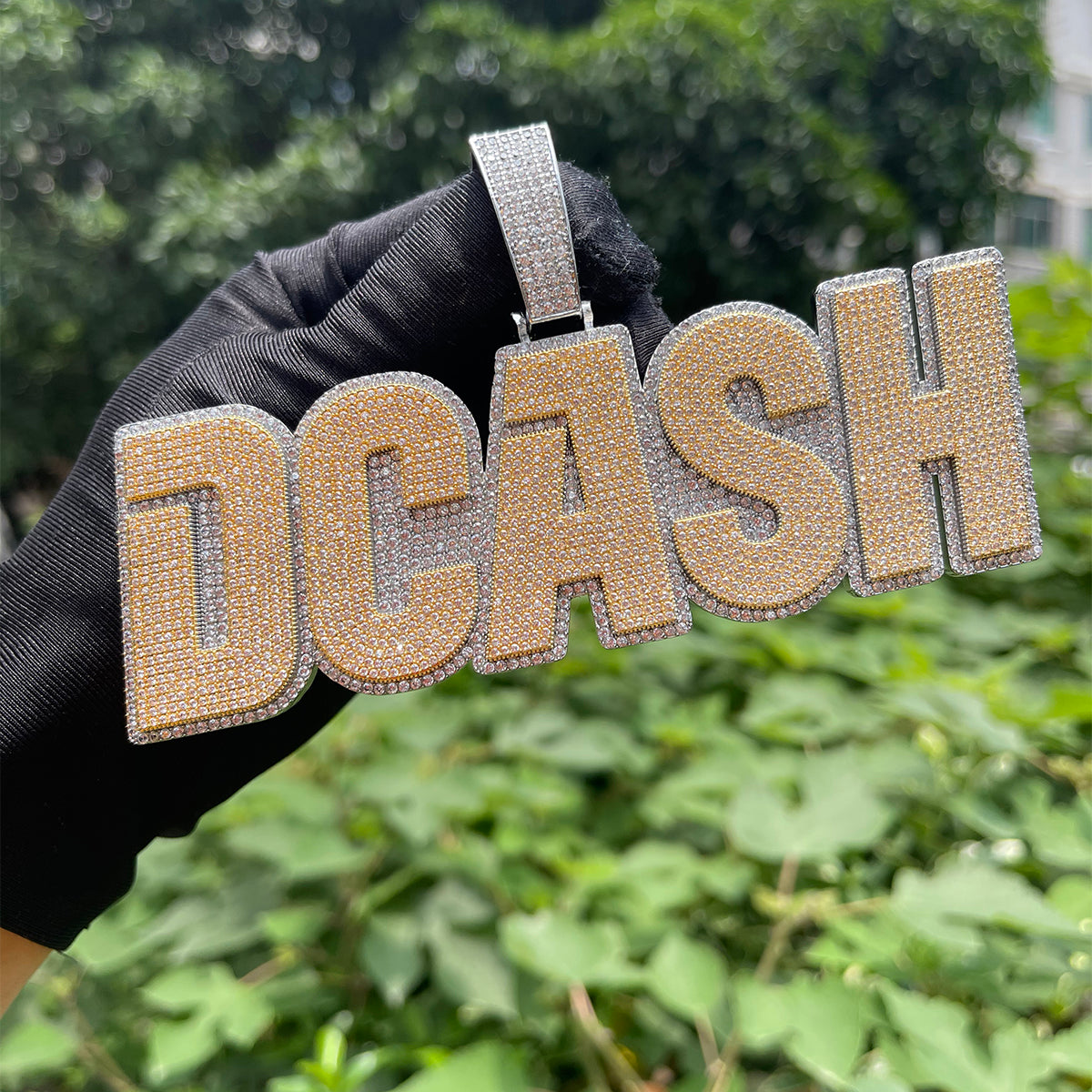 Clear Luxury Two Tone Iced Out Personalized Custom Name Necklace Pendant