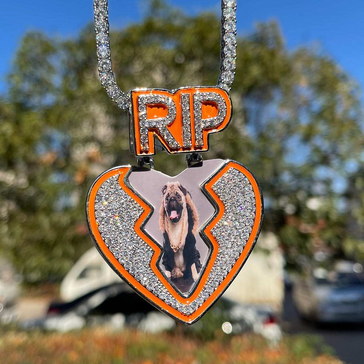 Invincible Heart Rip Broken Heart RIP Bail Glow In Dark Custom Photo Picture Pendant Neckla ...
