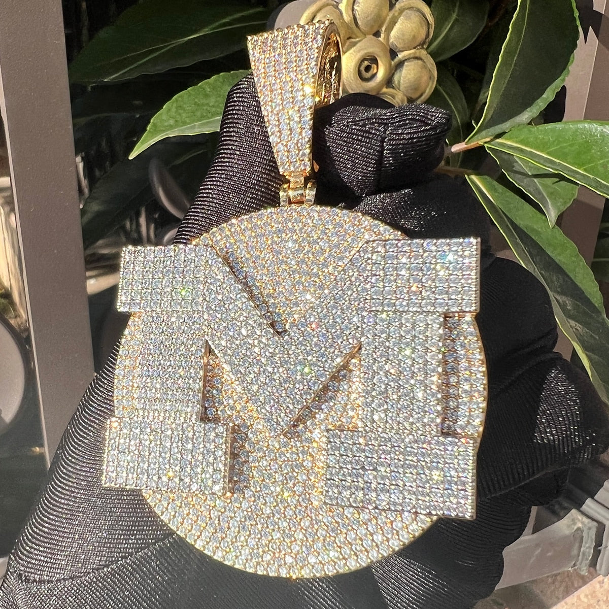 VVS Shine Tennis Stoned Personalized Initial Custom Badge Pendant