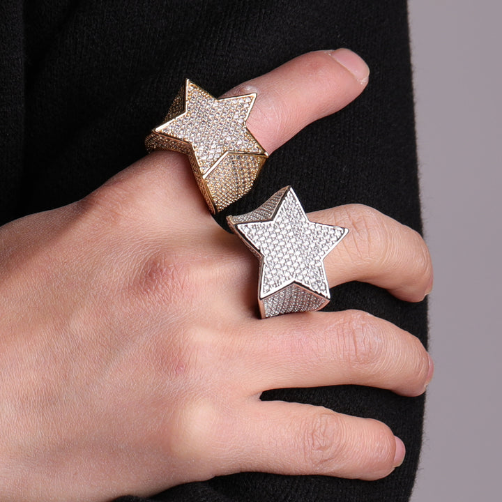 Star Iced Out Diamond Ring