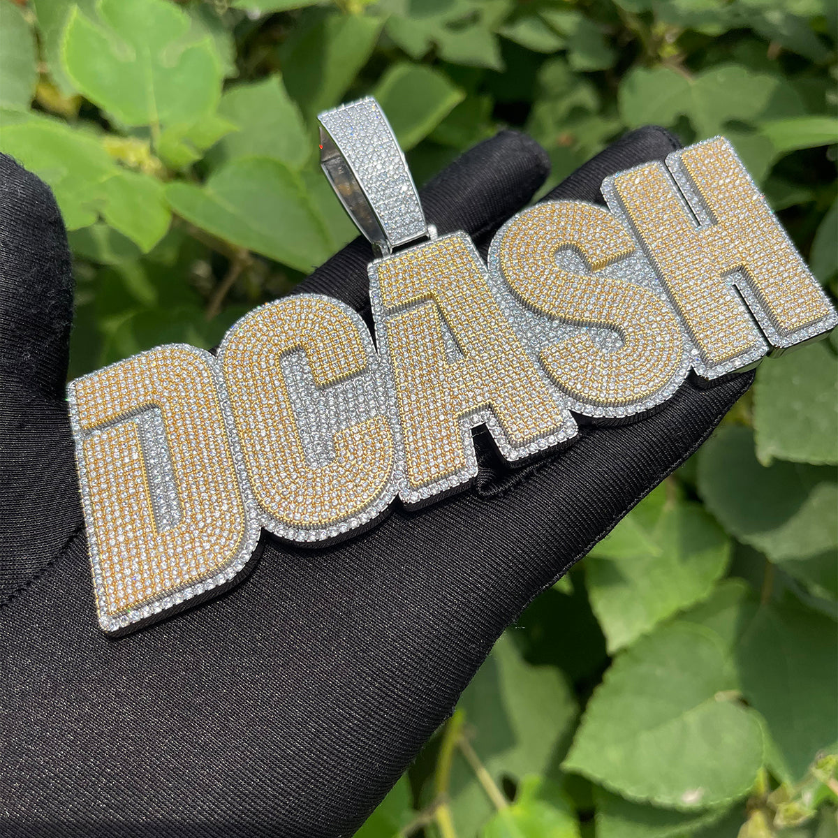 Clear Luxury Two Tone Iced Out Personalized Custom Name Necklace Pendant