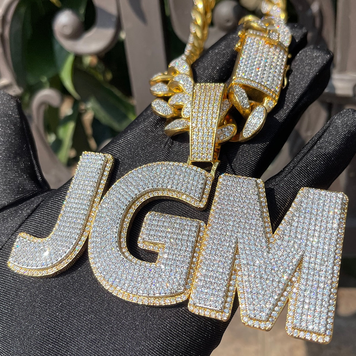 Two Layers Solid Back Clear Font Iced Out Custom