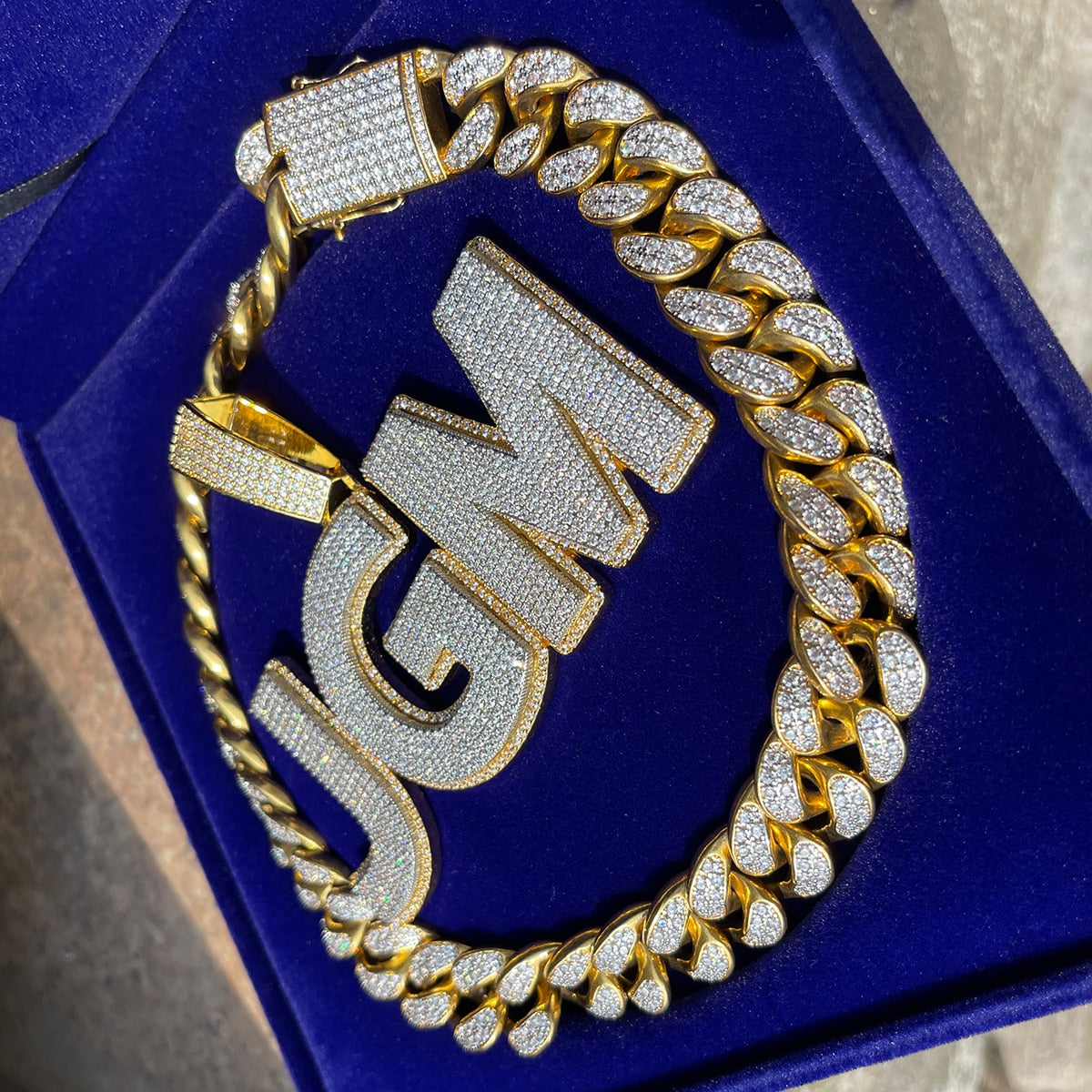 Two Layers Solid Back Clear Font Iced Out Custom