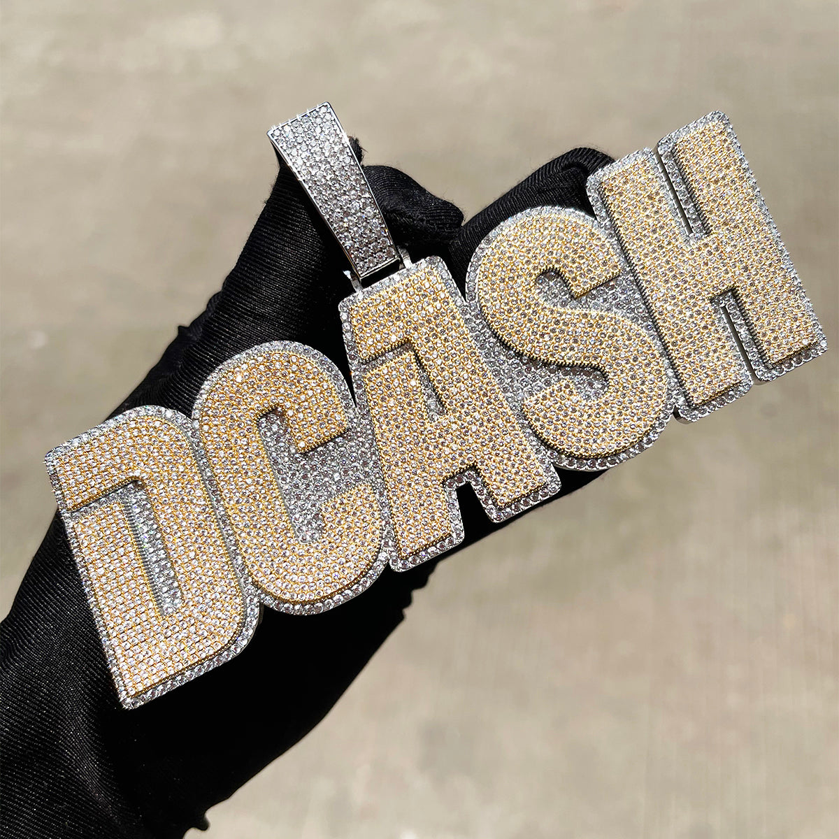 Clear Luxury Two Tone Iced Out Personalized Custom Name Necklace Pendant