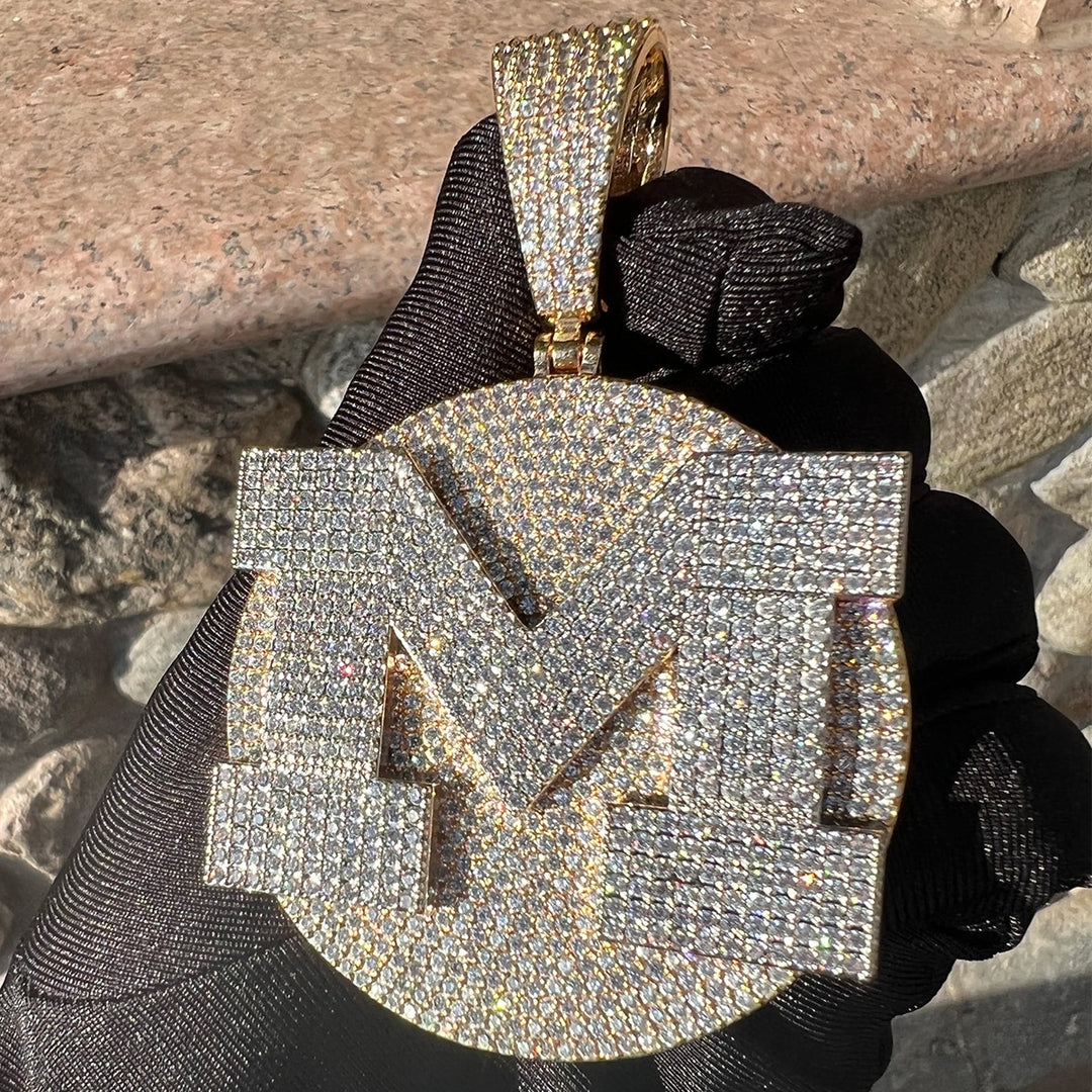 VVS Shine Tennis Stoned Iced Out Initial Custom Name Necklace Pendant