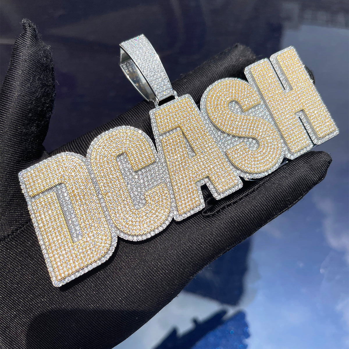 Clear Luxury Two Tone Iced Out Personalized Custom Name Necklace Pendant