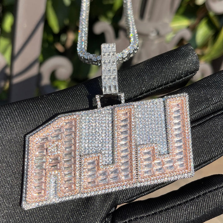 Emerald Cut Baguette Edition Iced Out Personalized Custom Name Necklace Pendant