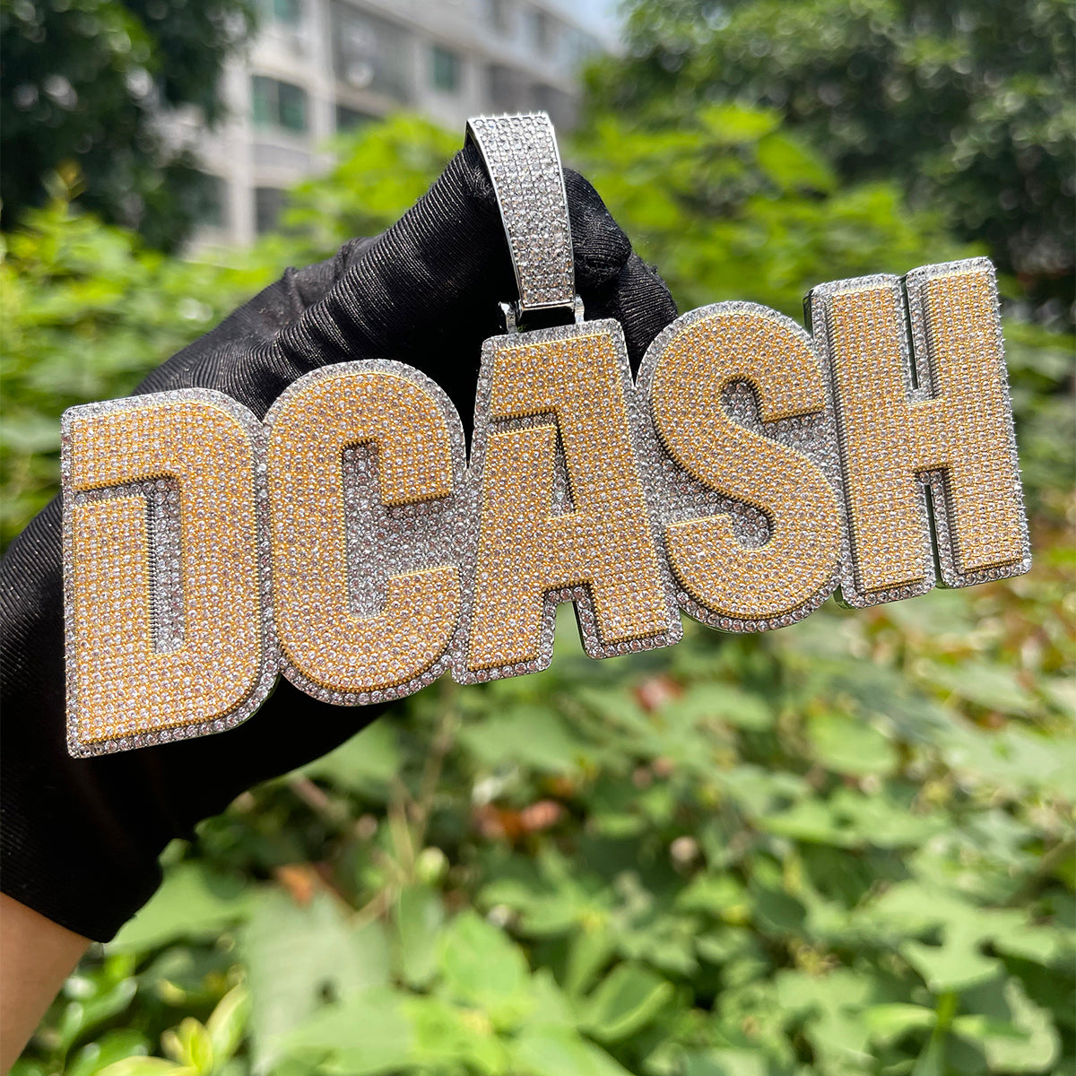 Clear Luxury Two Tone Iced Out Personalized Custom Name Necklace Pendant