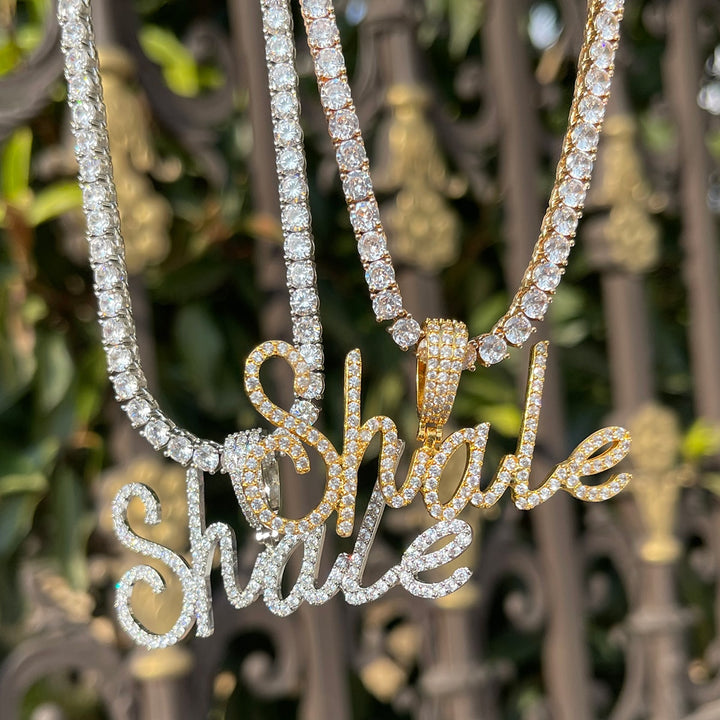 Tiny Cursive Iced Out Personalized Custom Name Necklace Pendant