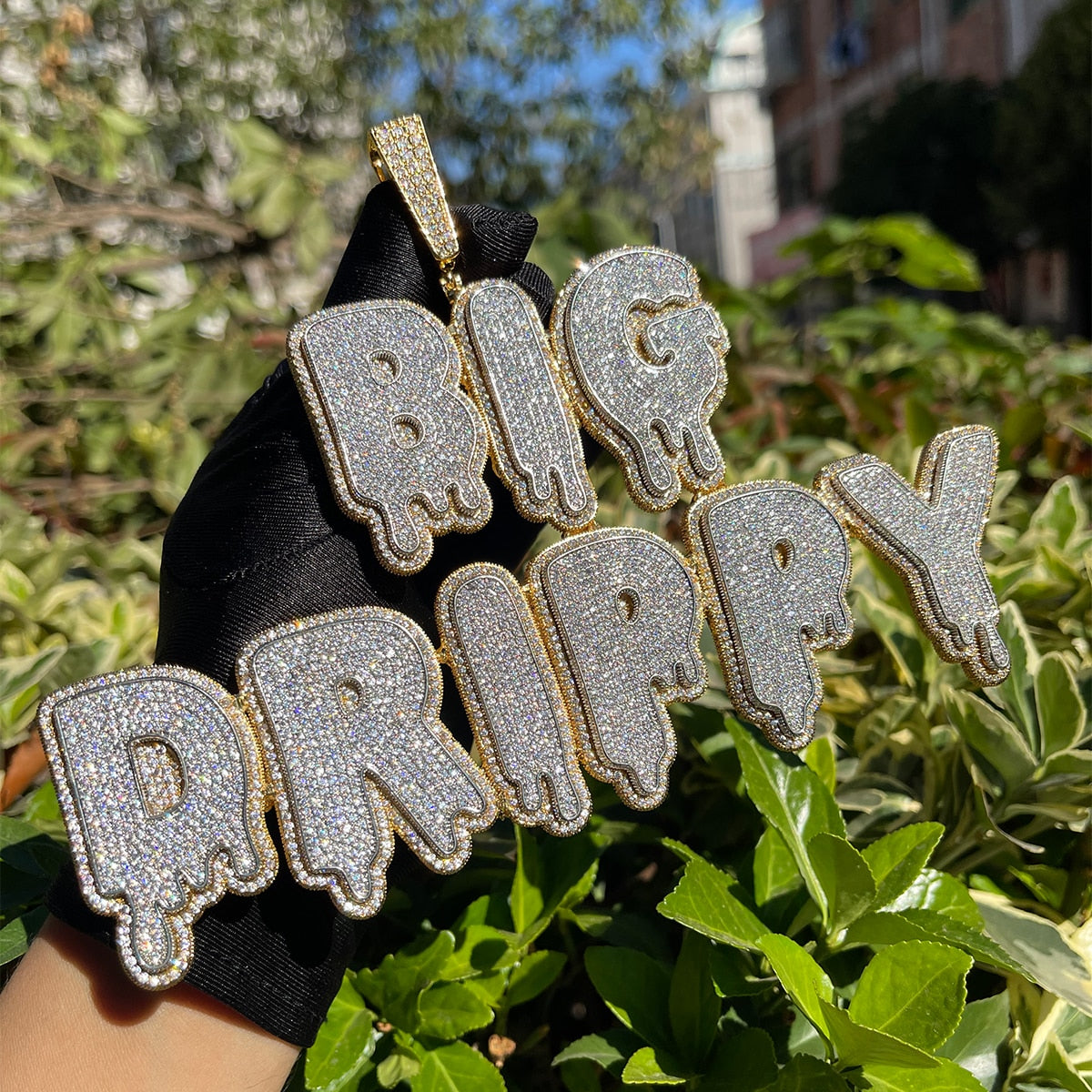 Drip and Shine Iced Out Personalized Name Custom Necklace Pendant