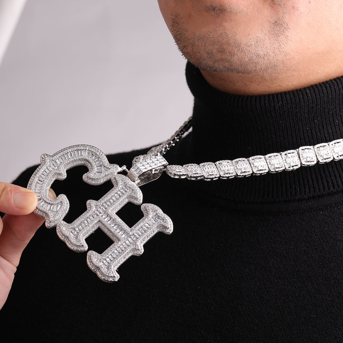 Baguette Cursive Two Layers Customized Iced Out Chain