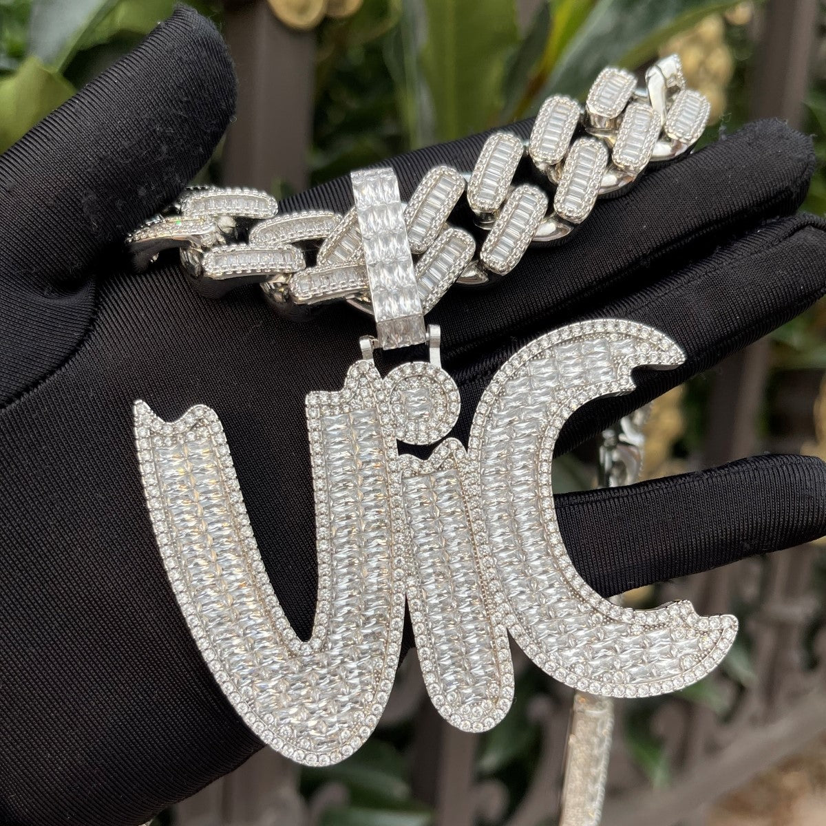 Impression Style Full Baguette Customized Diamond Bail Iced Out Name Pendant