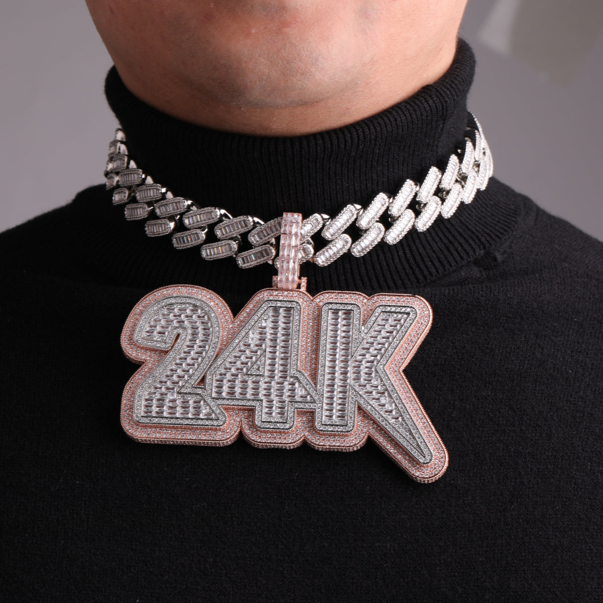 Lux Design Customized Name Two Layers Iced Out Number Pendant