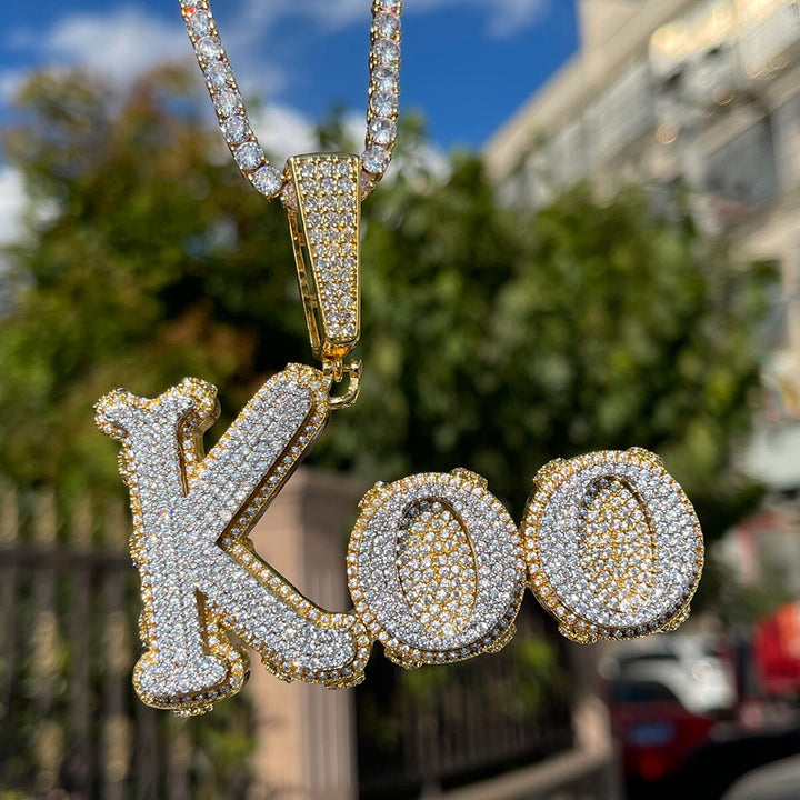 Two Tone Melting Edition Iced Out Personalized Custom Name Necklace Pendant