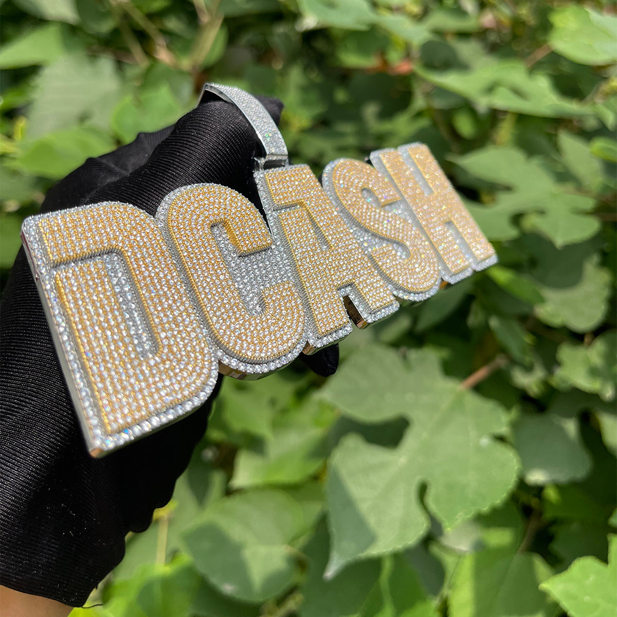 Clear Luxury Two Tone Iced Out Personalized Custom Name Necklace Pendant