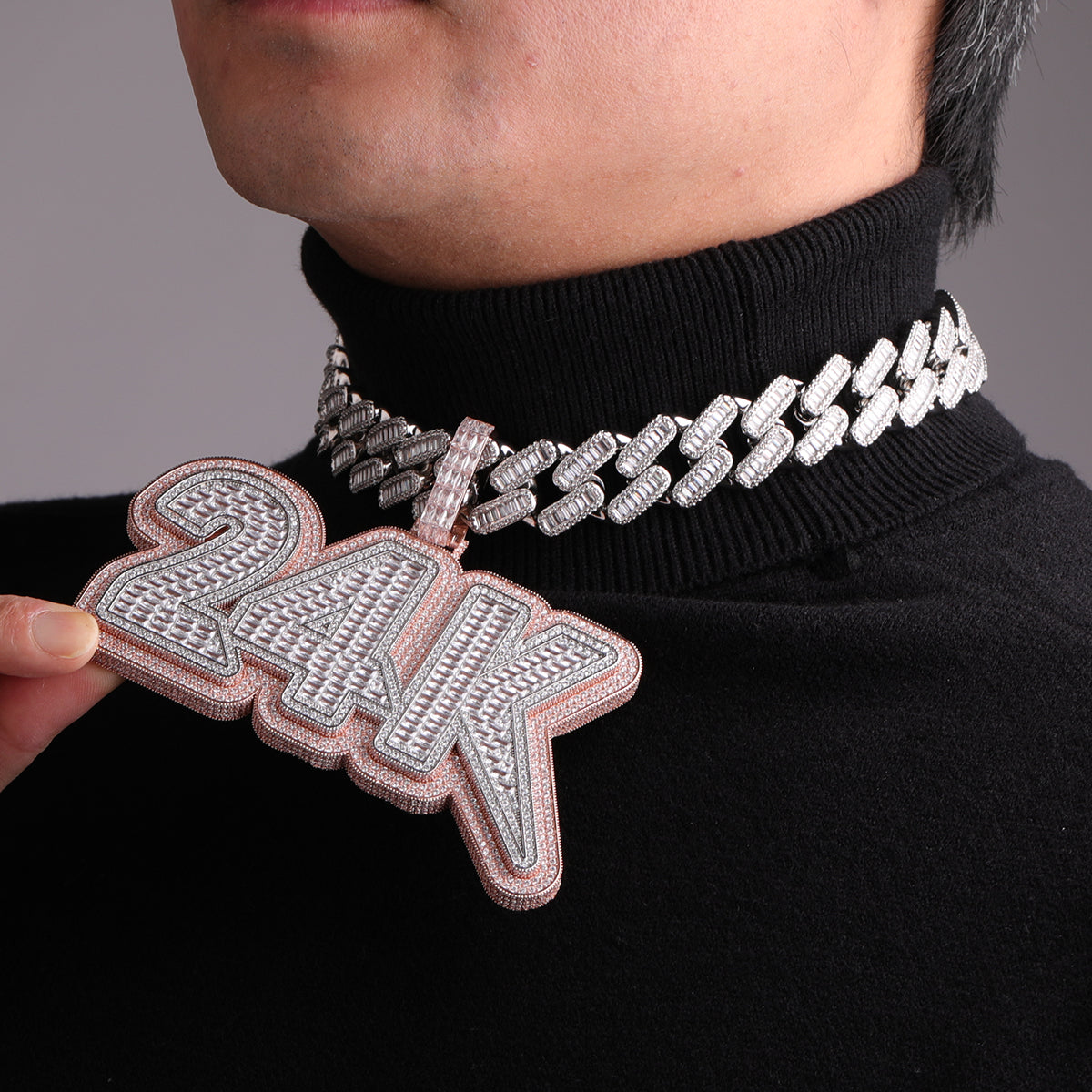 Lux Design Customized Name Two Layers Iced Out Number Pendant