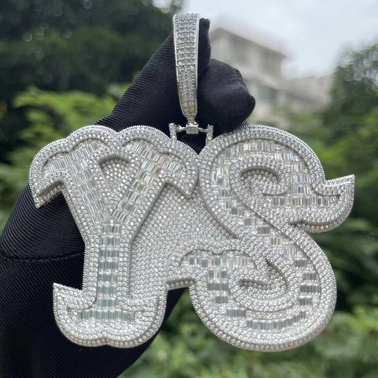 Luxury BIG Font & Bail Iced Out Personalized Baguette Custom Name Pendant
