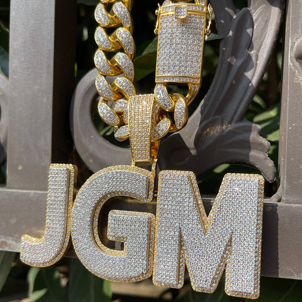 Two Layers Solid Back Clear Font Iced Out Custom