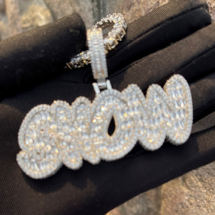 Baguette Shine Iced Out Personalized Custom Name Necklace Pendant
