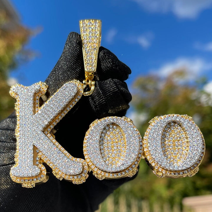 Two Tone Melting Edition Iced Out Personalized Custom Name Necklace Pendant