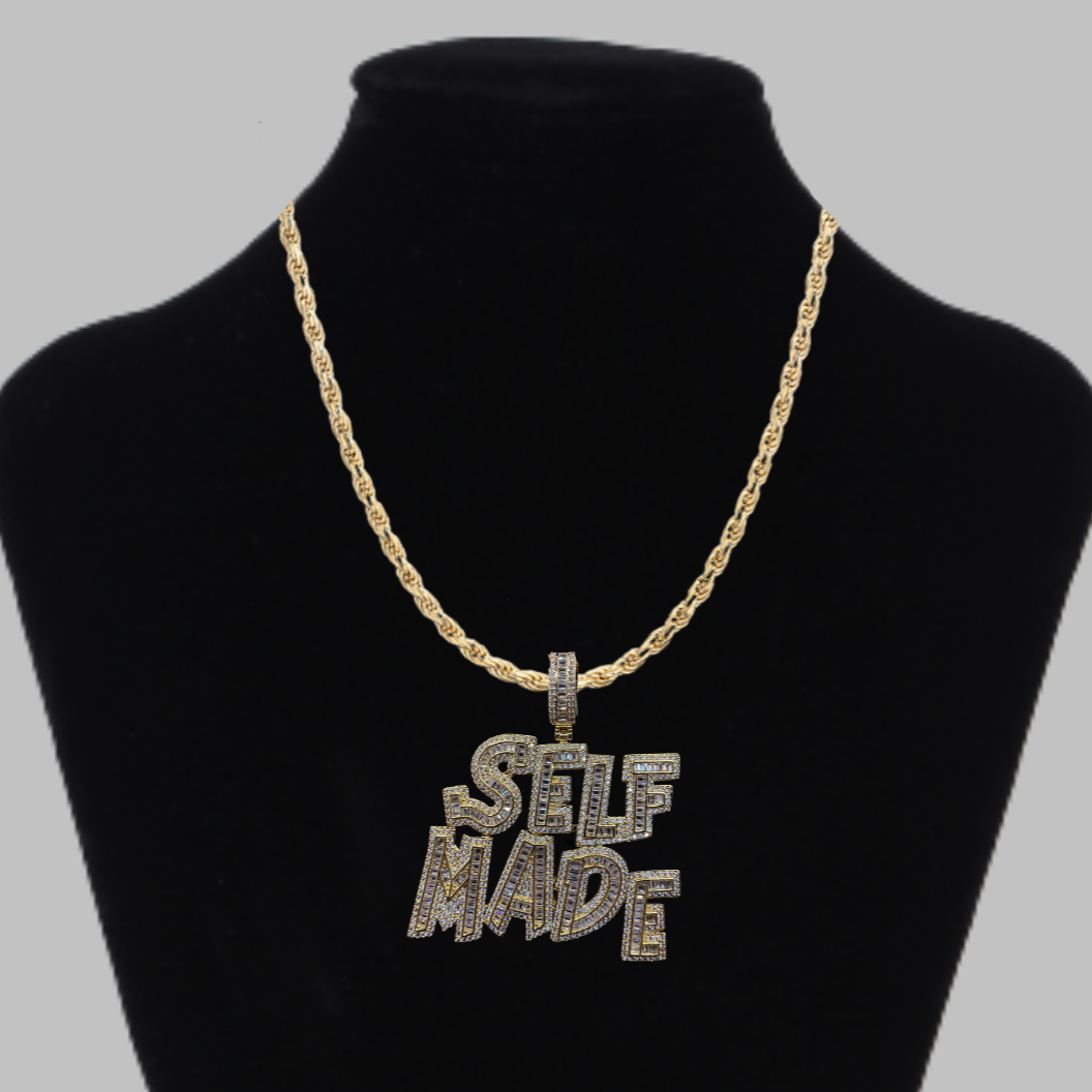 Self Made Super Font Iced Out Letter Pendant