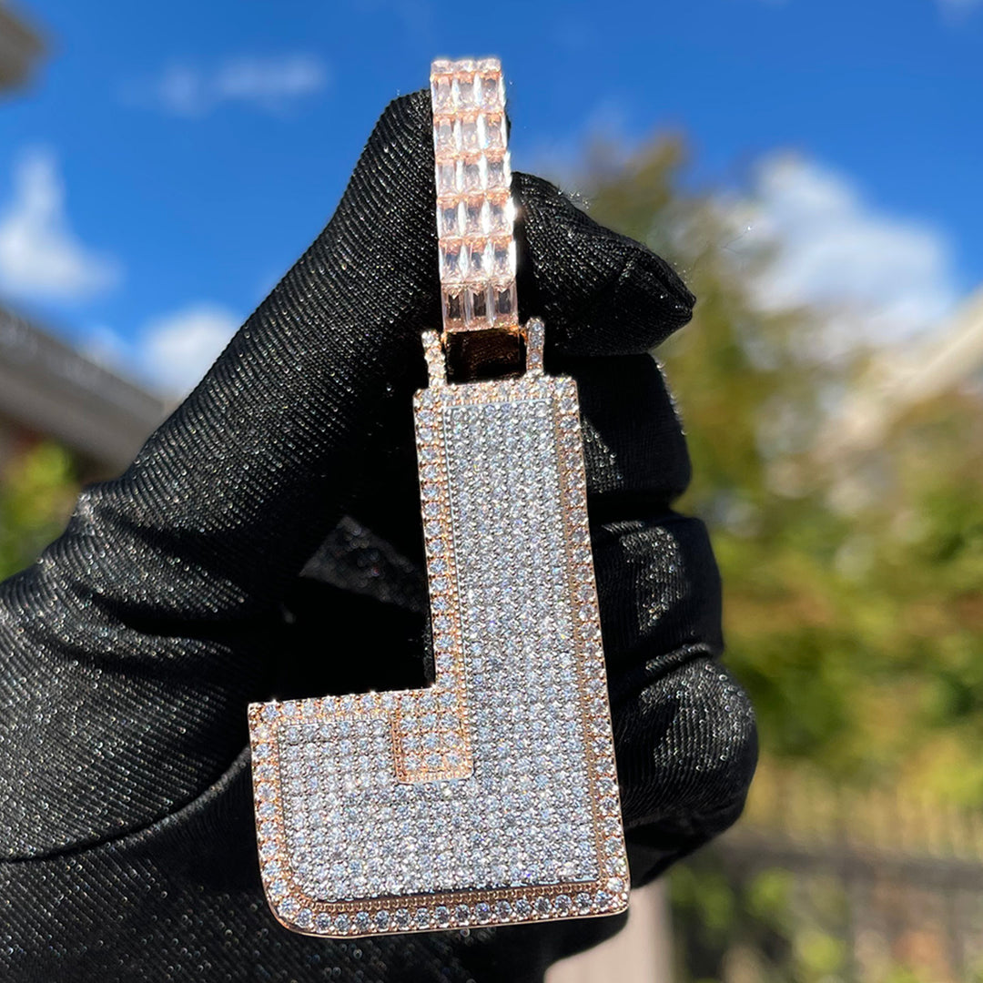 Two Tone Luxury Iced Out Initial Custom Name Necklace Pendant