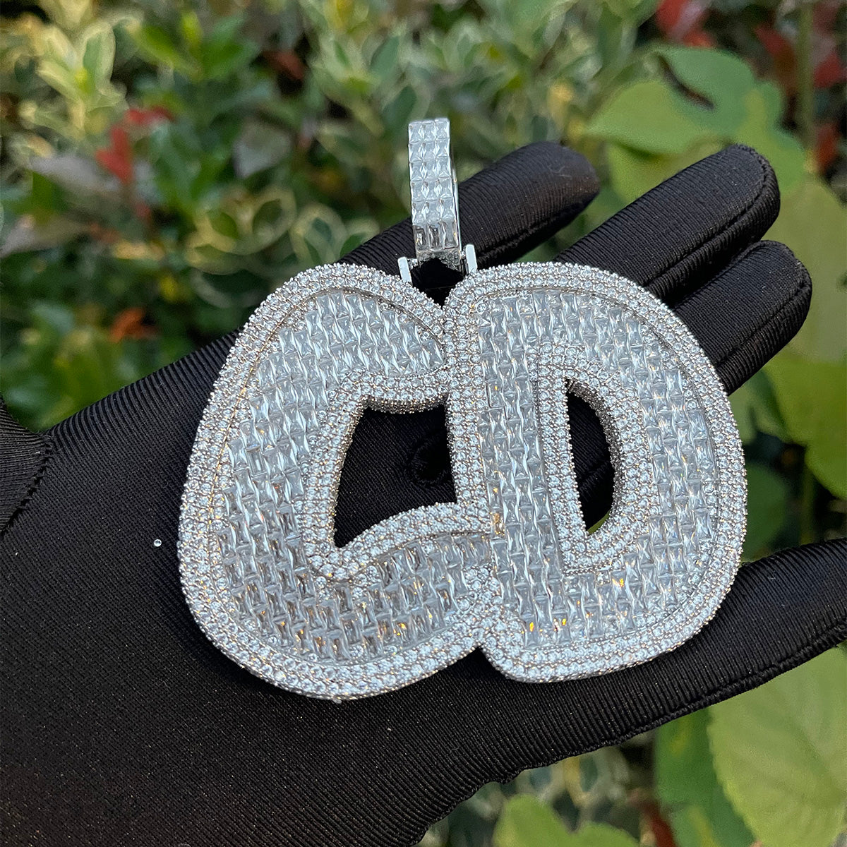 Luxury Personalized Big Baguette Name Letter Iced Out Diamond Custom