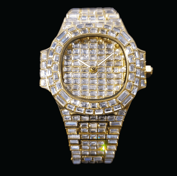 18K Fully Lab Diamond Covered Men's Luxurious Watch - Icey Pyramid