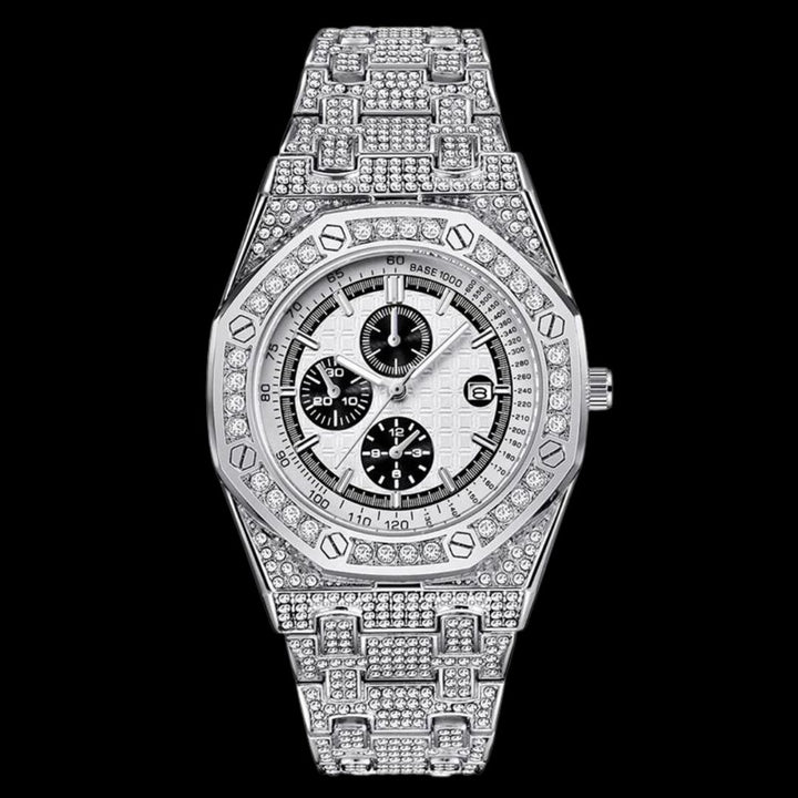 Date Blacked Chronograph Iced Out Diamond Watch
