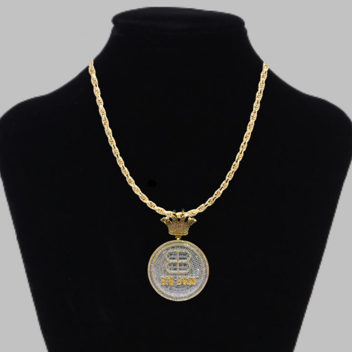 Big Boss Crown Bail Iced Out Letter Diamond Pendant Necklace