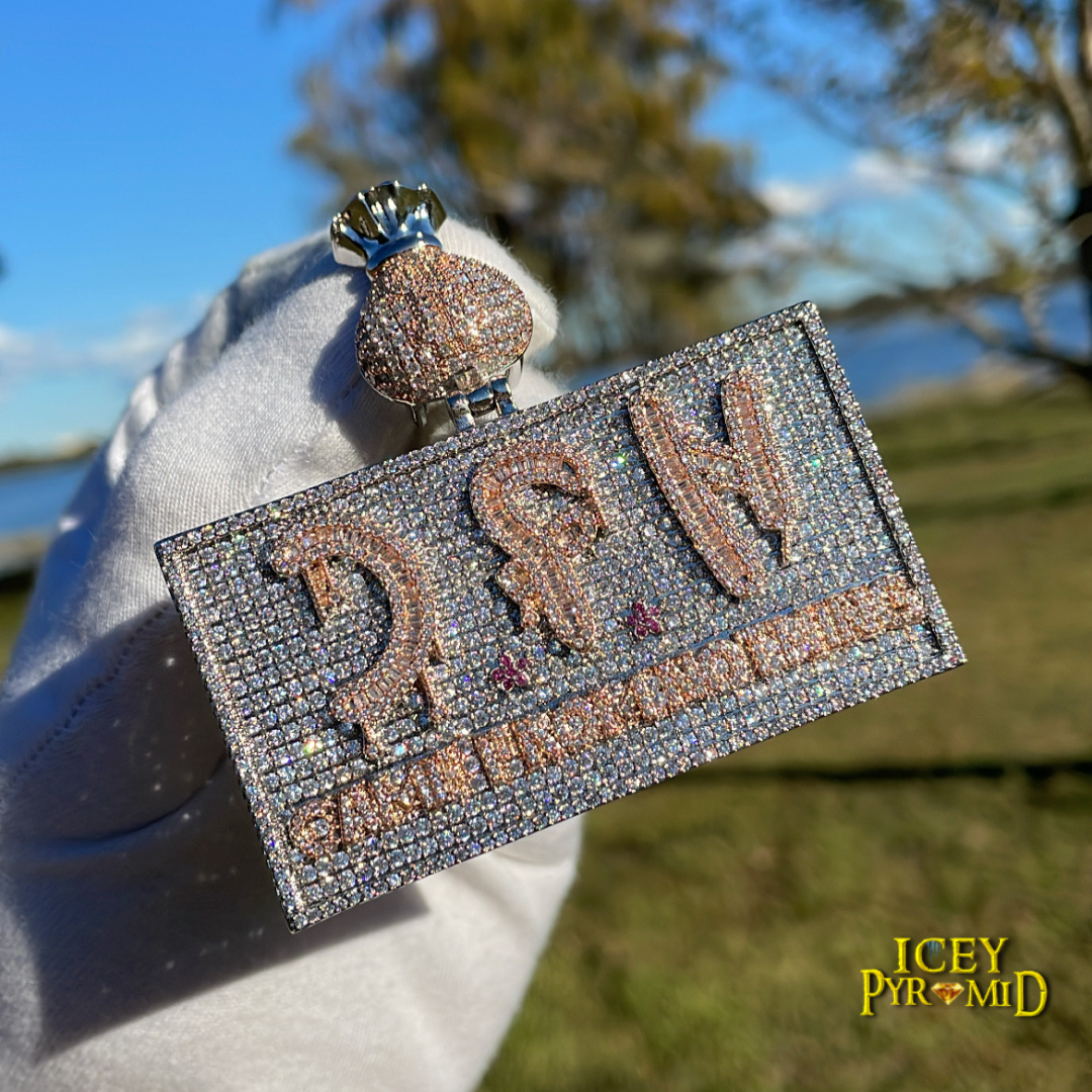 CFN Came From Nothing v2 Money Bag Bail Iced Out Letter Diamond Pendant