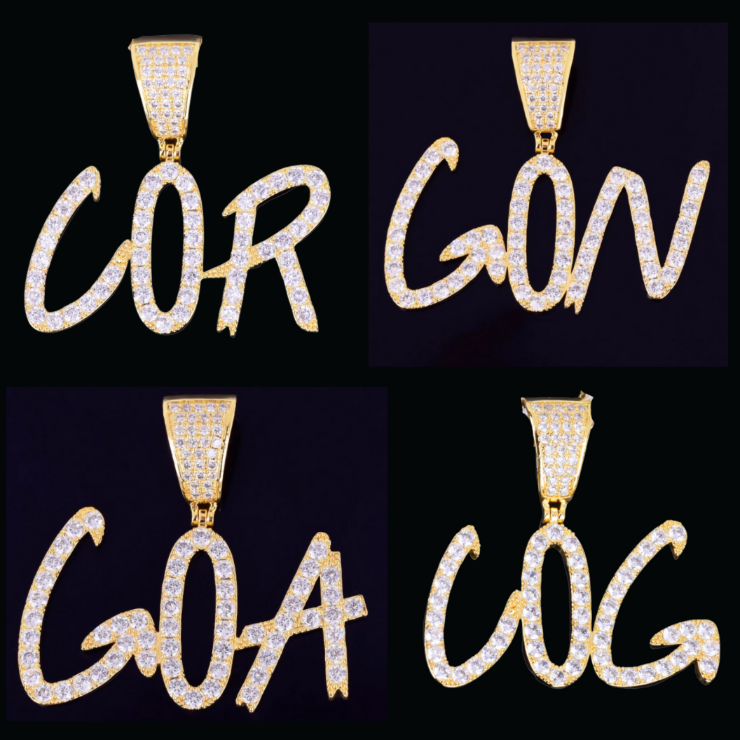 Sharp Cursive Gold Plated Letter Custom Pendant