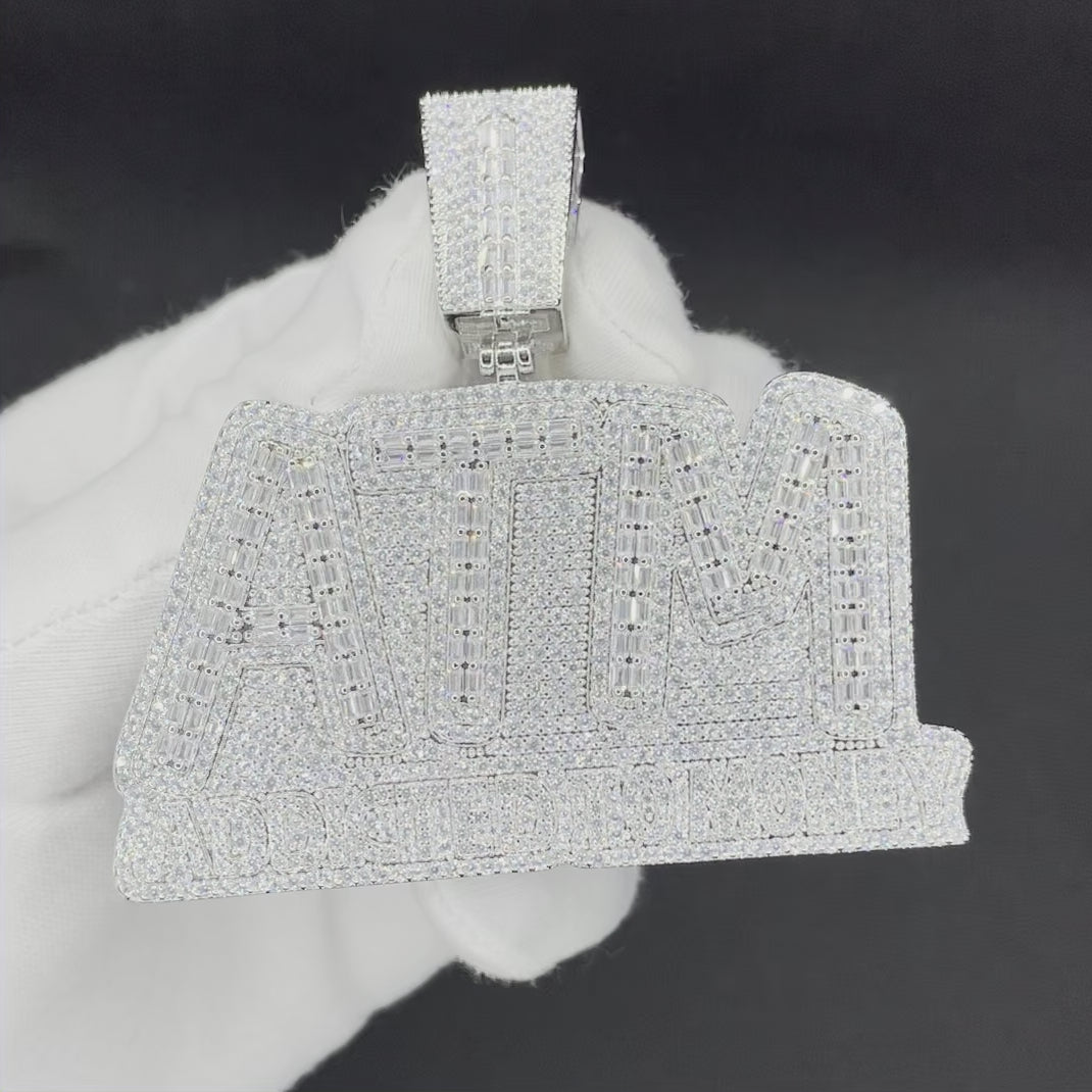 ATM Addicted To Money Iced Out Letter Diamond Pendant